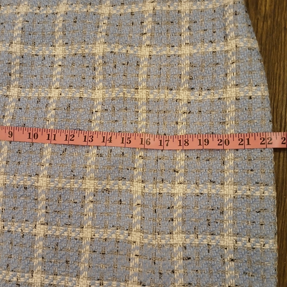 Requeriments  Midi Lenght Pencil Skirt Tweed Woven Sz 14 Light Blue White - Picture 5 of 12